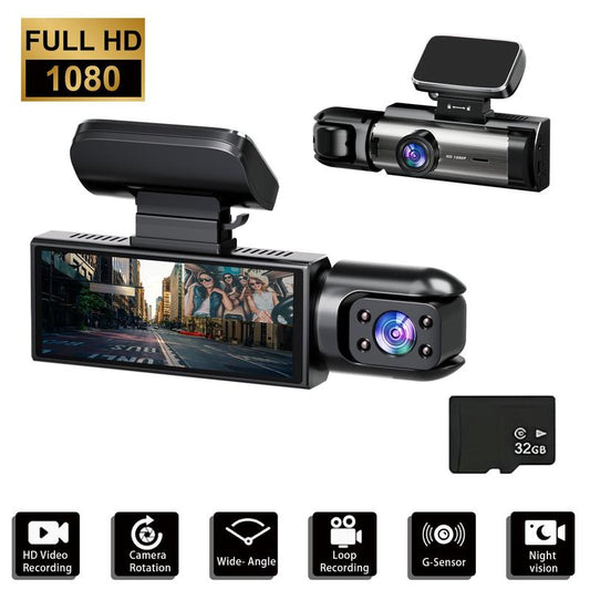 Front & Rear Dash Cam with 32GB SD Card, 3.16 Inch IPS Screen 1080P HD Camera with Dual Lens, 1 Count Dash Camera for Car, Wide Angle Car Driving Recorder with IR Night-Vision G Sensor, Fall Gift, Birthday Gifts Motion Detections